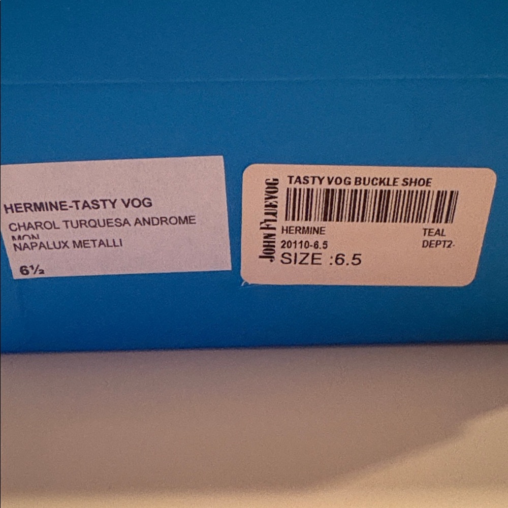 John Fluevog Teal and Yellow Heels Hermine Buckle 6.5 - Picture 8 of 8
